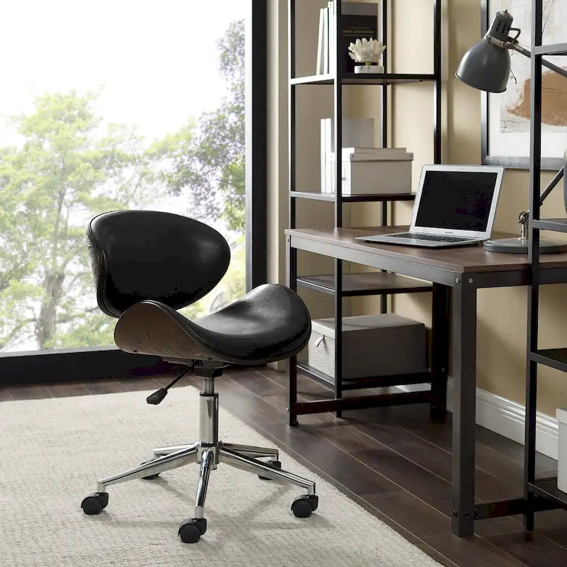 Mid-Century Modern Adjustable Office Chair with Swivel & Casters 33