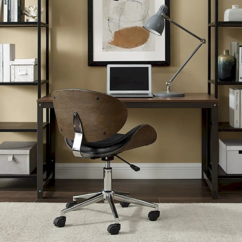 Mid-Century Modern Adjustable Office Chair with Swivel & Casters 34