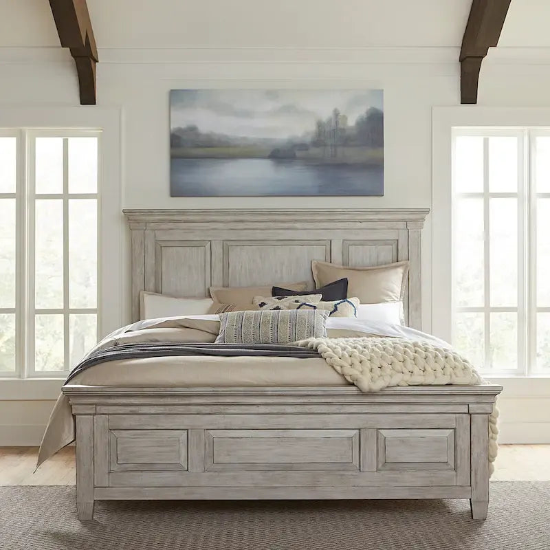 King Panel Bed in Antique White from Heartland 1