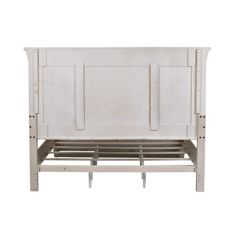 Farmhouse Panel Bed with Wooden Frame and Slat Support 6