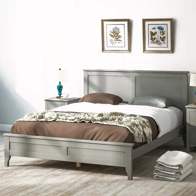Solid Wood Full-Size Platform Bed 2