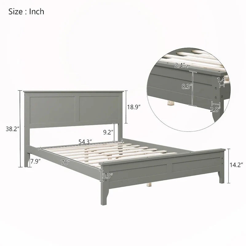 Solid Wood Full-Size Platform Bed 14