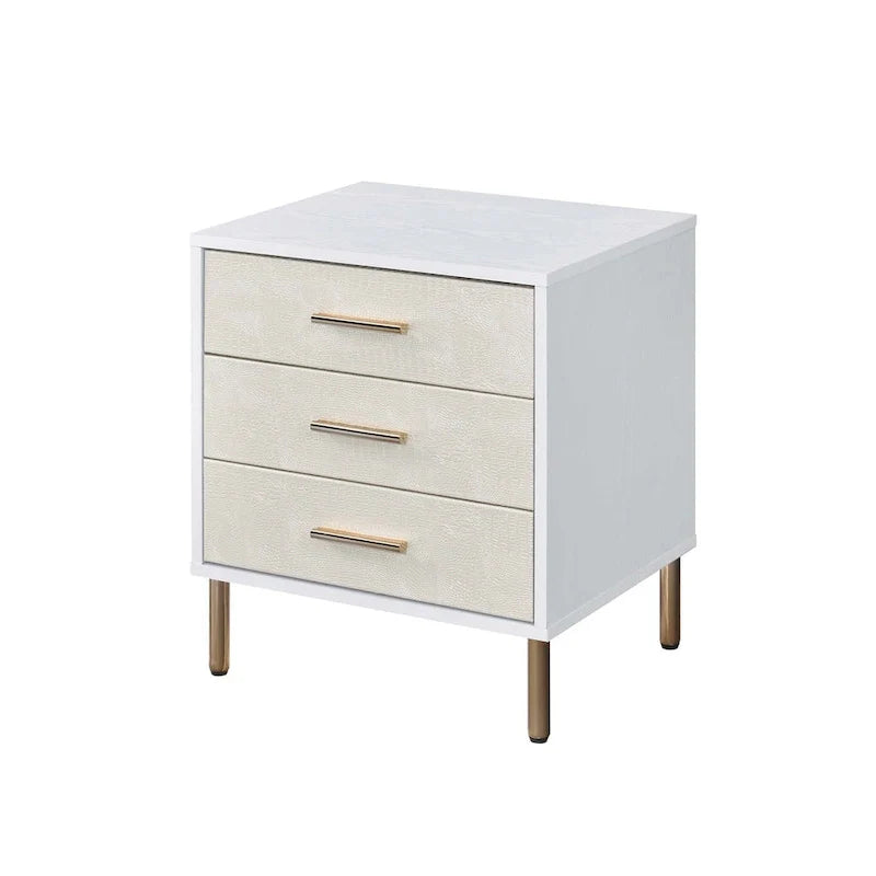 Nightstand with 3 Drawers and Metal Legs 2