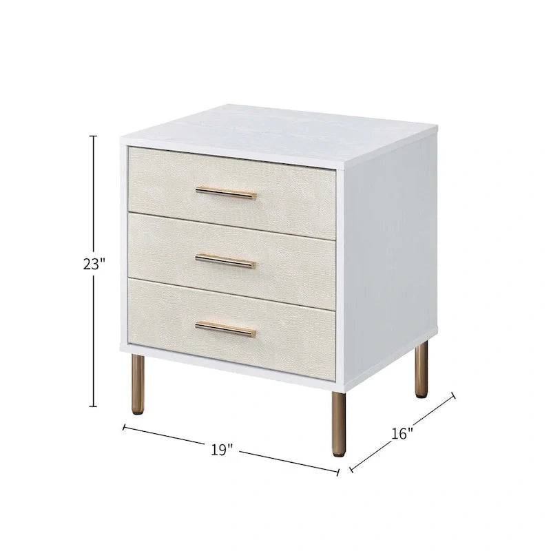 Nightstand with 3 Drawers and Metal Legs 4