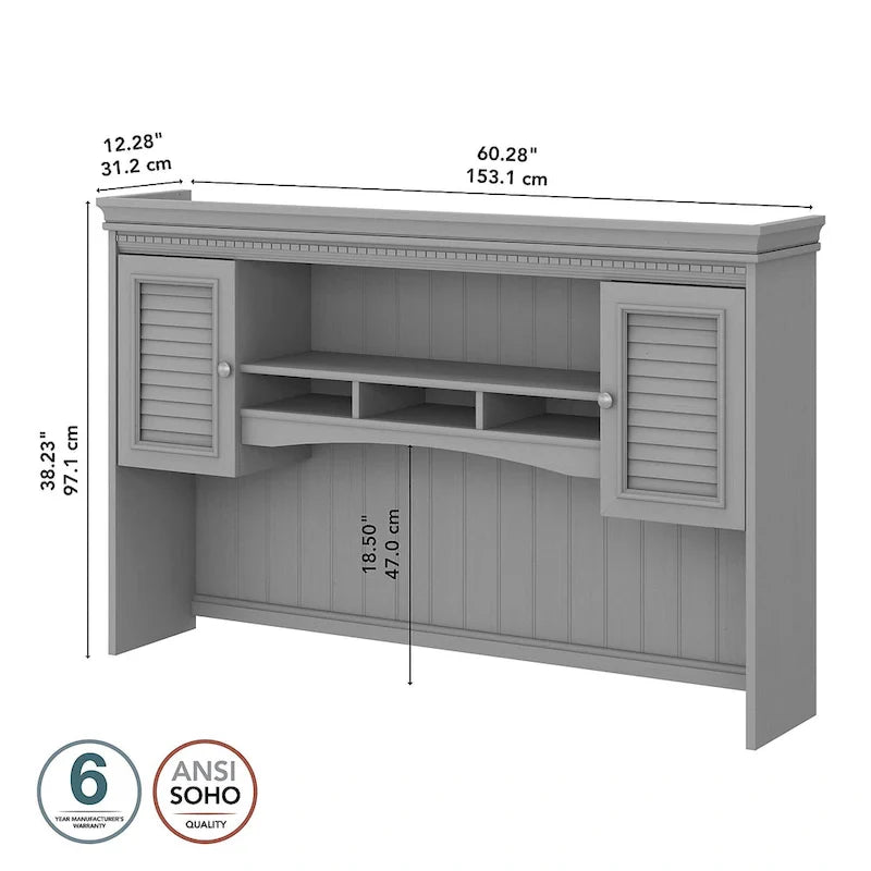 Bush Furniture Fairview 60W L-Shaped Desk Hutch 5