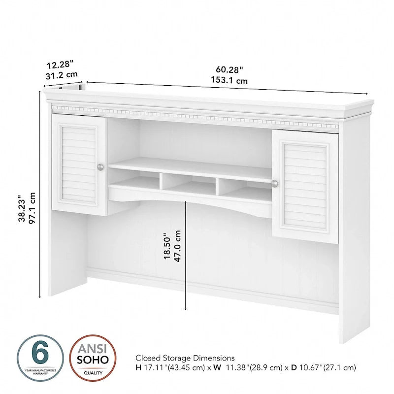 Bush Furniture Fairview 60W L-Shaped Desk Hutch 13