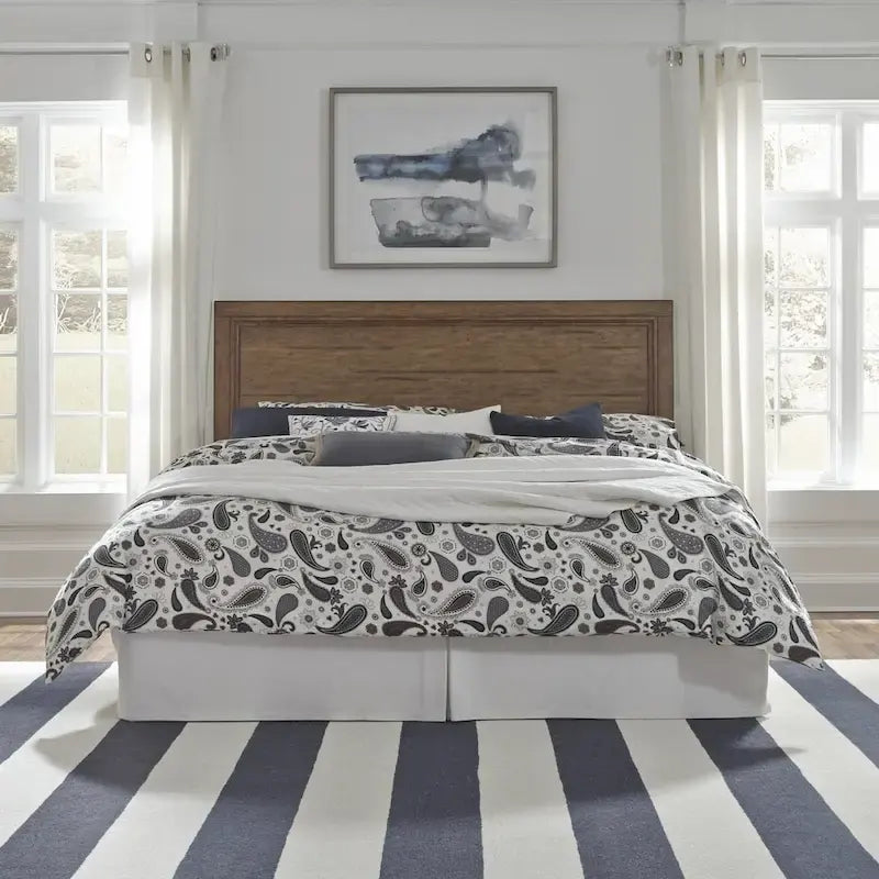 Carbon Loft Wallace King Headboard in Aged Toffee Wood and Veneer 2