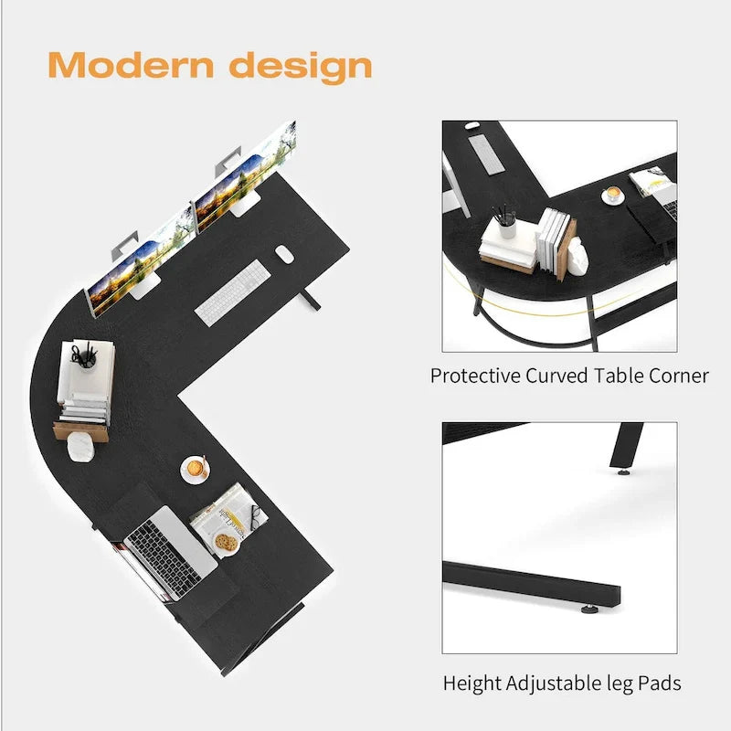Homall Modern L-Shaped Corner Computer Desk with Accompanying Small Table 3