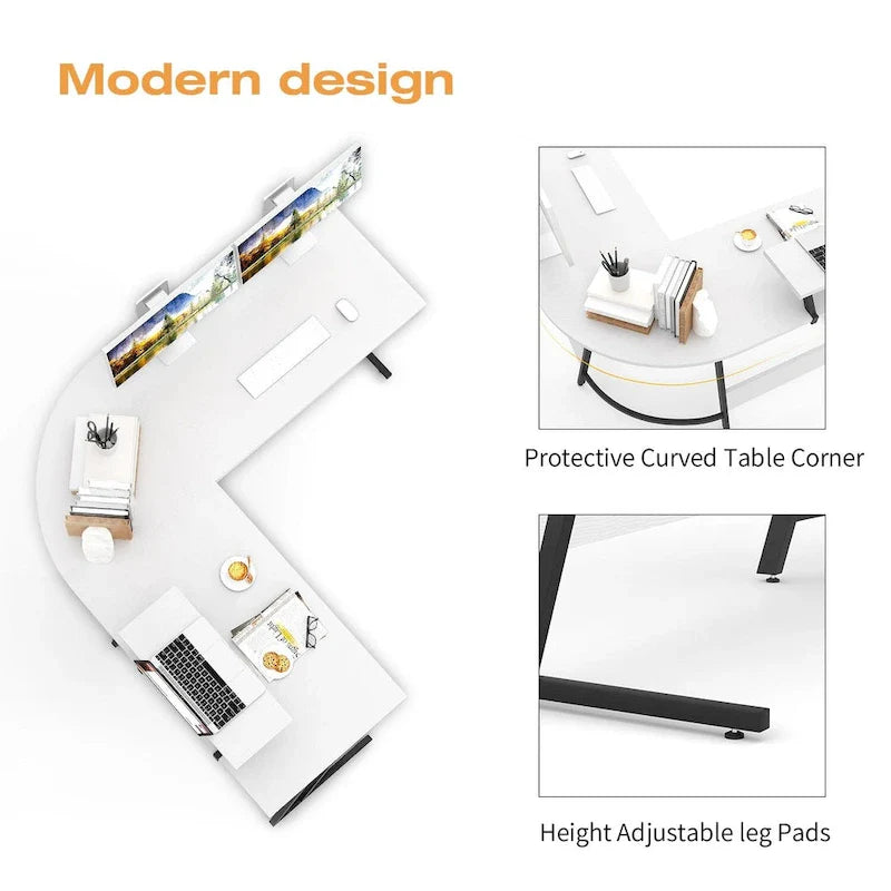 Homall Modern L-Shaped Corner Computer Desk with Accompanying Small Table 9