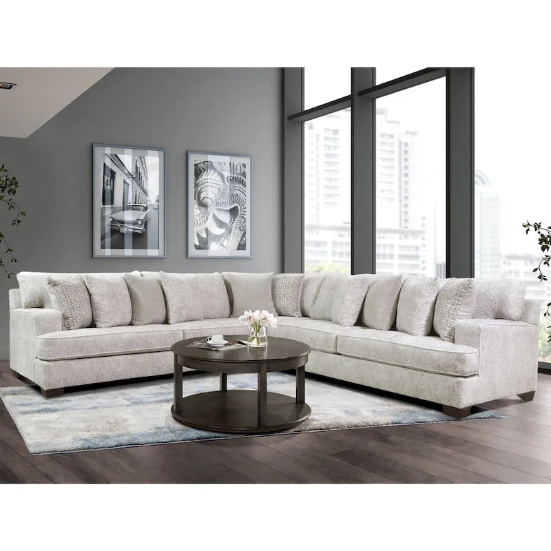 Loty Modern Beige Chenille Symmetrical L-Shaped Sectional Sofa by Furniture of America 1
