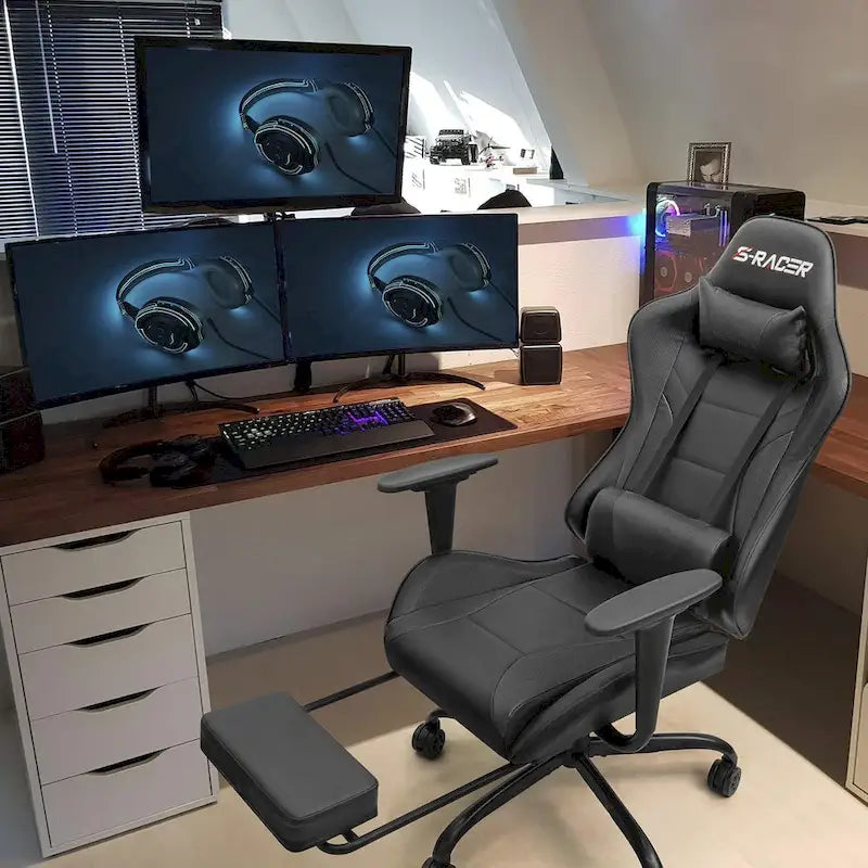 Ergonomic Gaming Chair with Footrest - Ideal for Desk Use 2