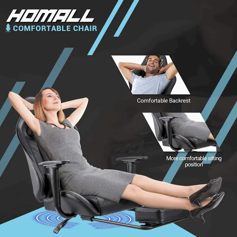 Ergonomic Gaming Chair with Footrest - Ideal for Desk Use 4