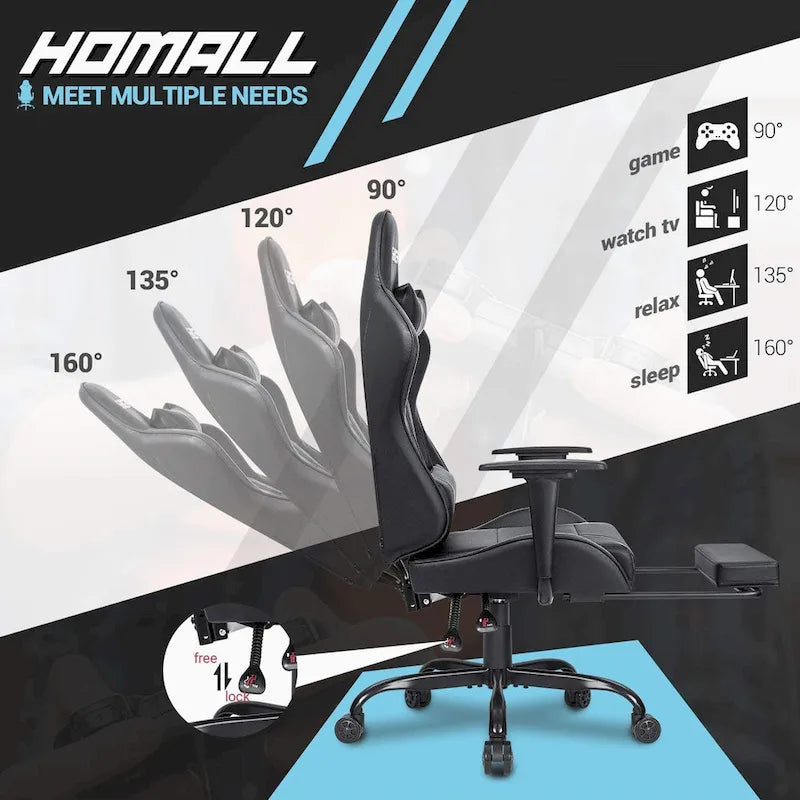 Ergonomic Gaming Chair with Footrest - Ideal for Desk Use 5