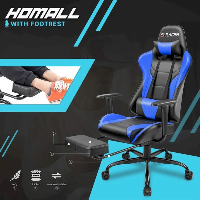 Ergonomic Gaming Chair with Footrest - Ideal for Desk Use 11
