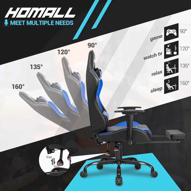 Ergonomic Gaming Chair with Footrest - Ideal for Desk Use 12