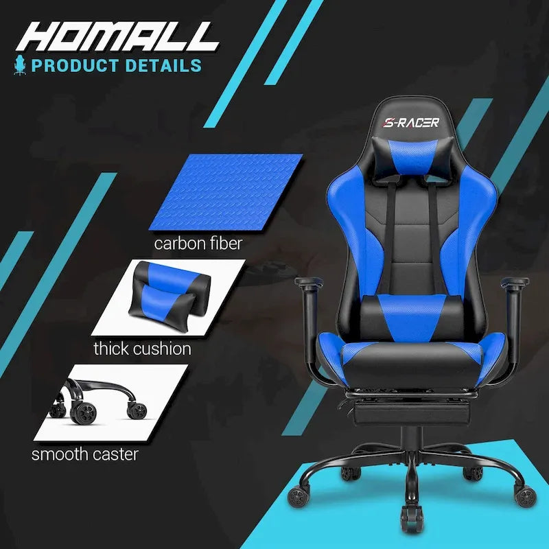 Ergonomic Gaming Chair with Footrest - Ideal for Desk Use 13