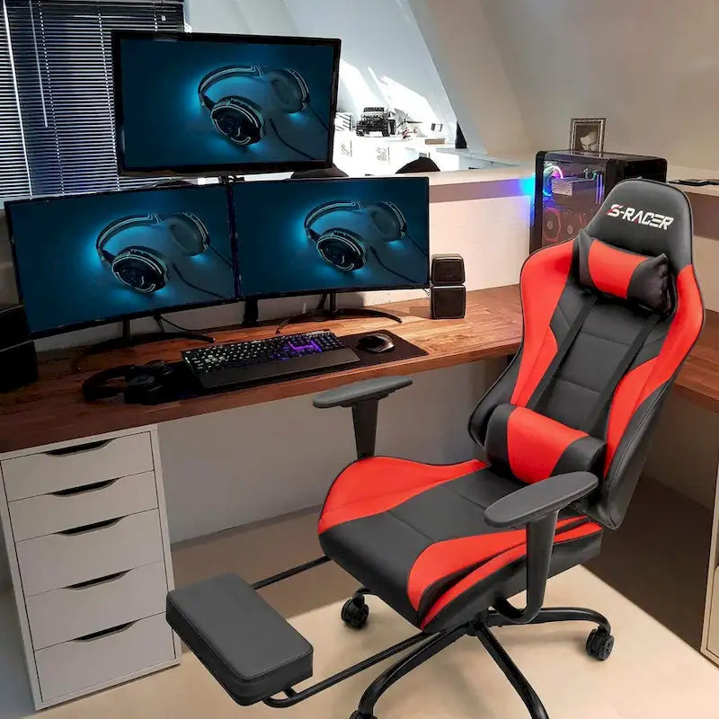 Ergonomic Gaming Chair with Footrest - Ideal for Desk Use 16