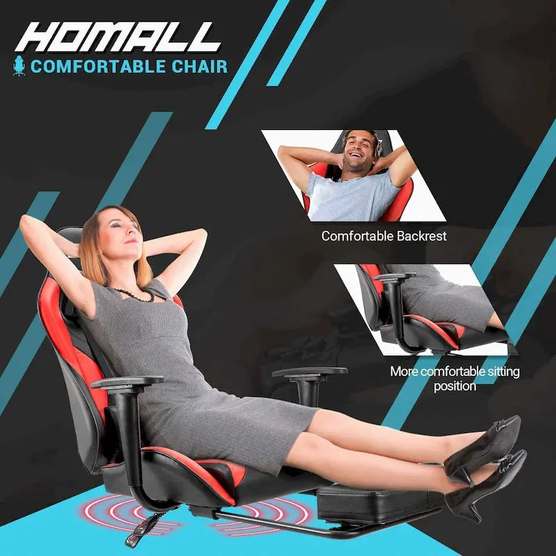 Ergonomic Gaming Chair with Footrest - Ideal for Desk Use 17