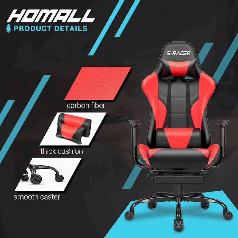 Ergonomic Gaming Chair with Footrest - Ideal for Desk Use 20