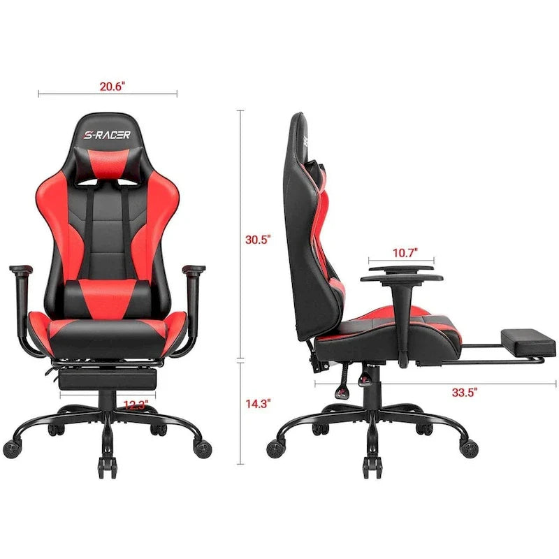 Ergonomic Gaming Chair with Footrest - Ideal for Desk Use 21