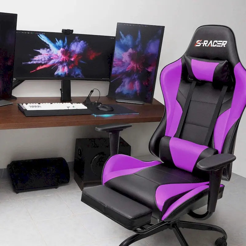 Ergonomic Gaming Chair with Footrest - Ideal for Desk Use 23