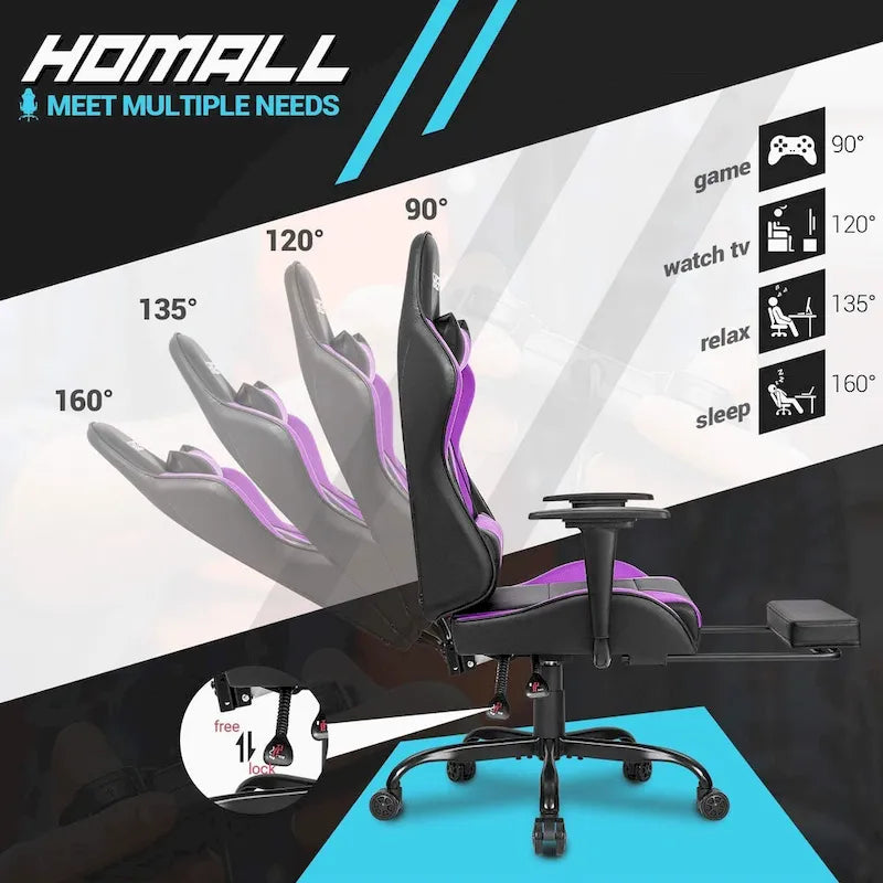 Ergonomic Gaming Chair with Footrest - Ideal for Desk Use 26