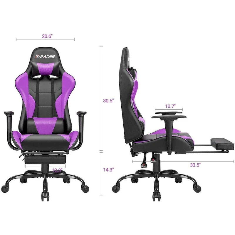 Ergonomic Gaming Chair with Footrest - Ideal for Desk Use 28