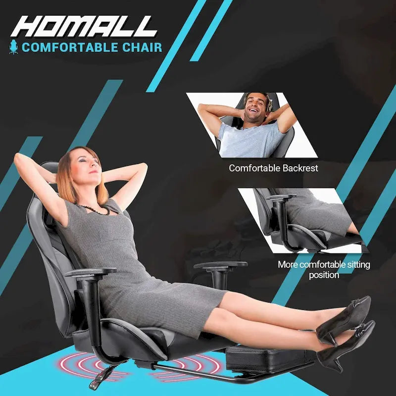 Ergonomic Gaming Chair with Footrest - Ideal for Desk Use 32