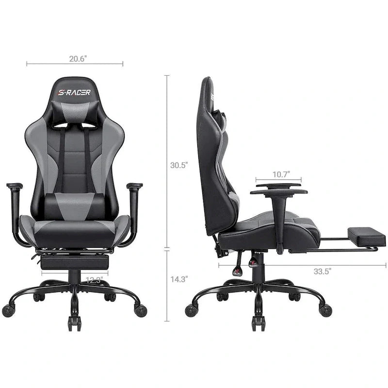 Ergonomic Gaming Chair with Footrest - Ideal for Desk Use 35