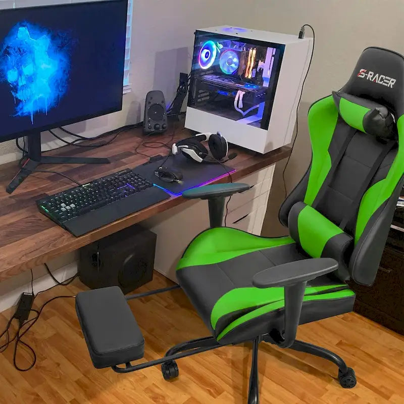 Ergonomic Gaming Chair with Footrest - Ideal for Desk Use 37