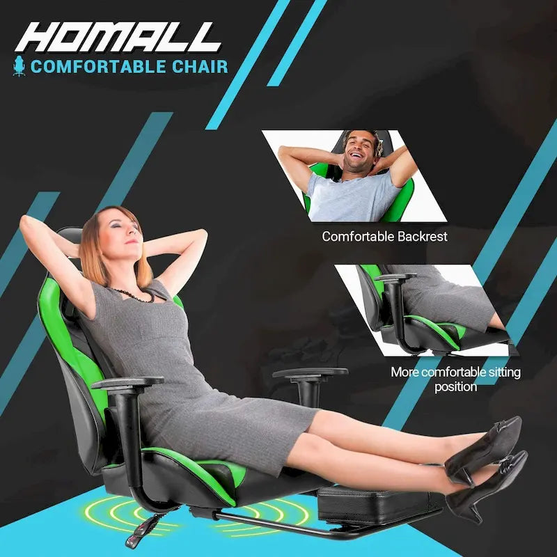 Ergonomic Gaming Chair with Footrest - Ideal for Desk Use 38