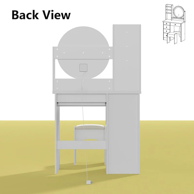 31.5-Inch Makeup Vanity Set with Stool, Mirror, and 3-Color Lighting 14