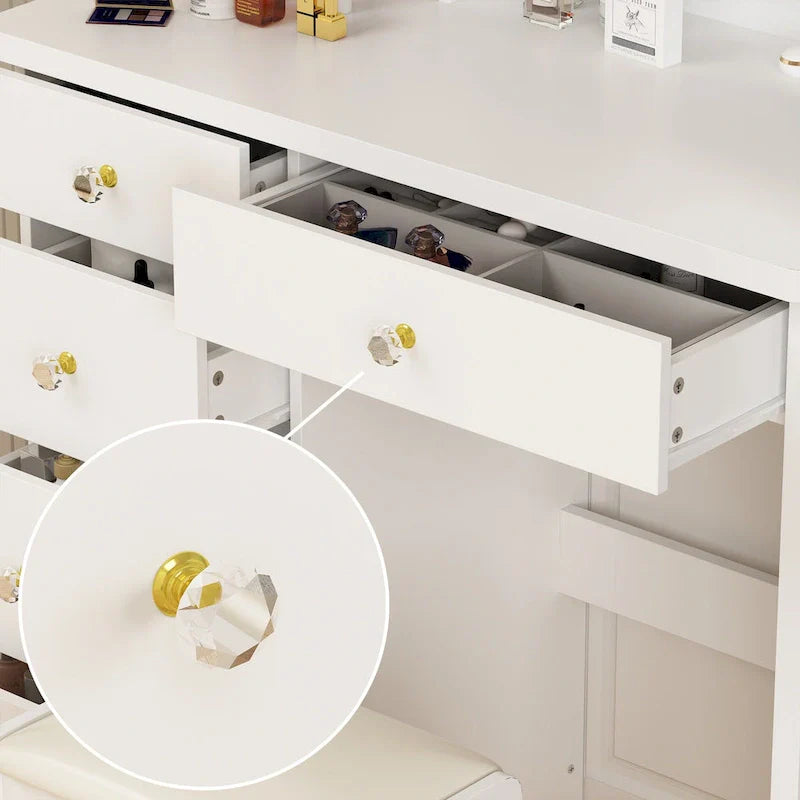 31.5-Inch Makeup Vanity Set with Stool, Mirror, and 3-Color Lighting 18