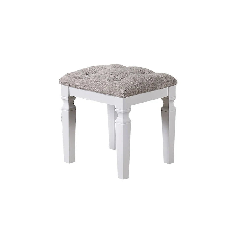 Fabric and Wood Vanity Set with Matching Stool 11
