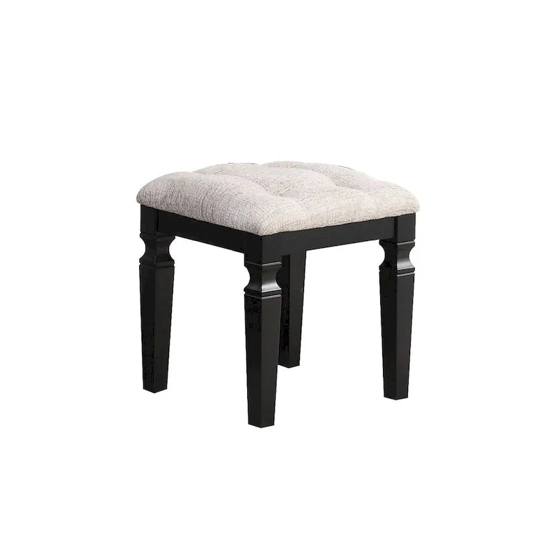 Fabric and Wood Vanity Set with Matching Stool 16