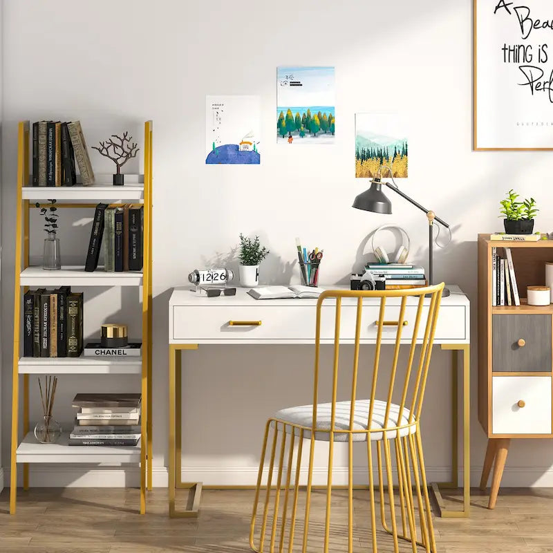 Contemporary Writing Desk with 2 Drawers for Bedroom and Home Office 2