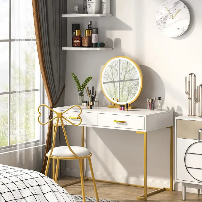 Contemporary Writing Desk with 2 Drawers for Bedroom and Home Office 3