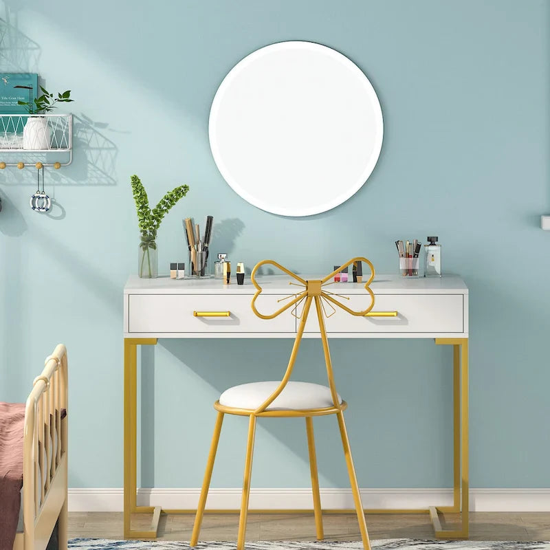 Contemporary Writing Desk with 2 Drawers for Bedroom and Home Office 5
