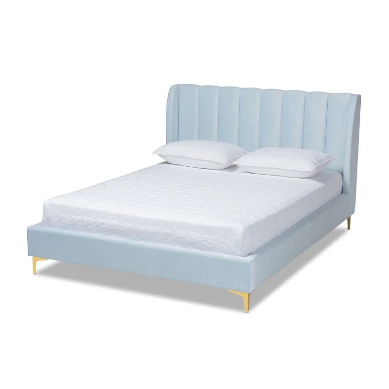 Bruce Glam Velvet Platform Bed in Silver Orchid 3