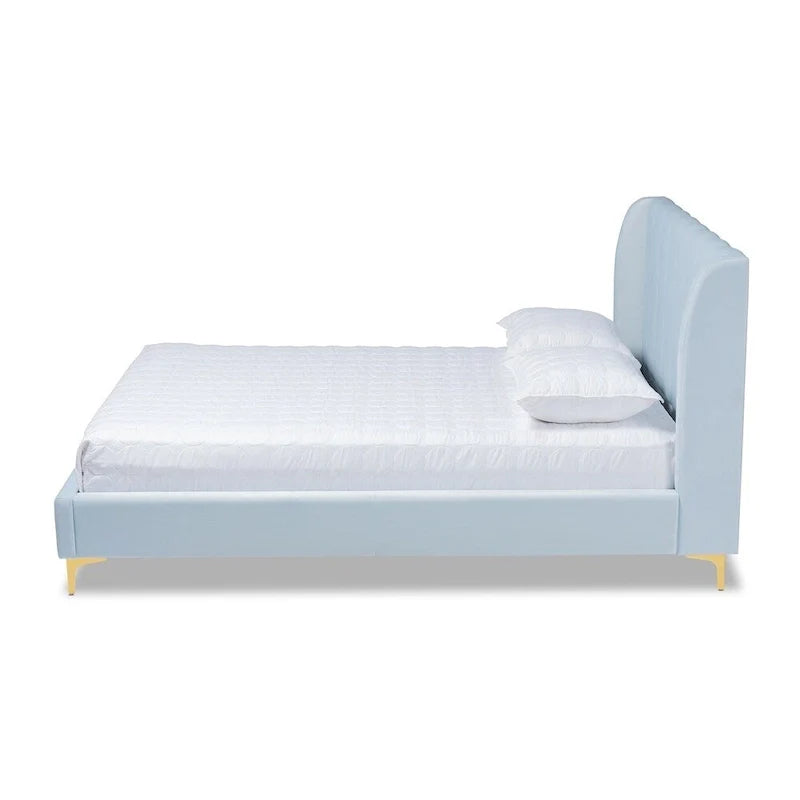Bruce Glam Velvet Platform Bed in Silver Orchid 4