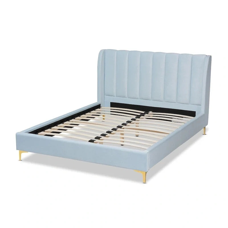 Bruce Glam Velvet Platform Bed in Silver Orchid 5