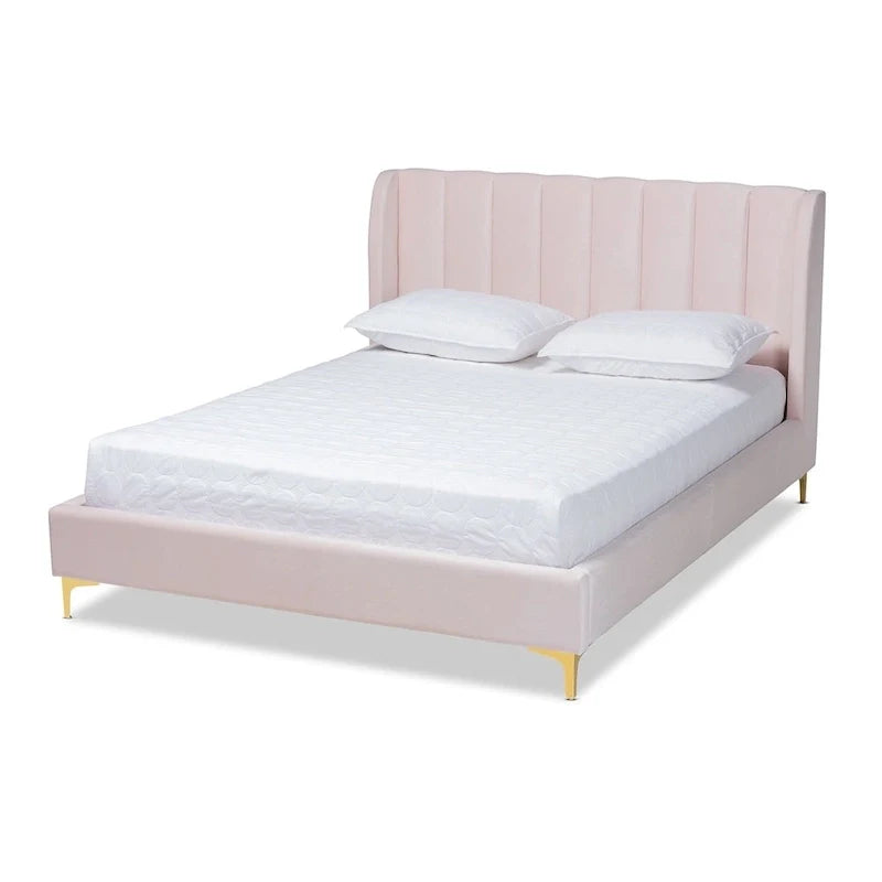 Bruce Glam Velvet Platform Bed in Silver Orchid 8