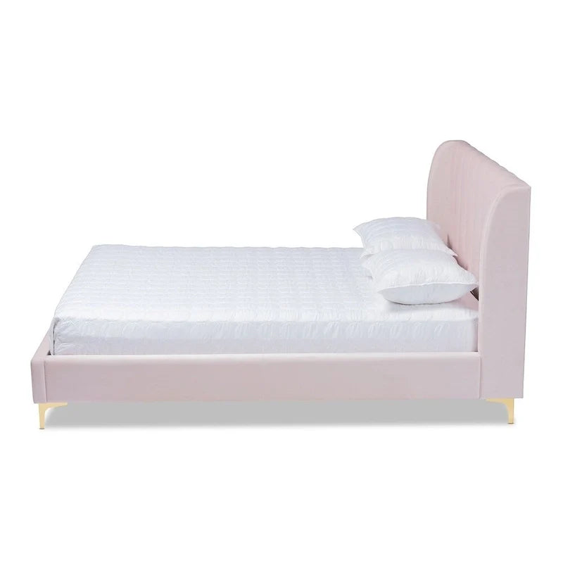 Bruce Glam Velvet Platform Bed in Silver Orchid 9