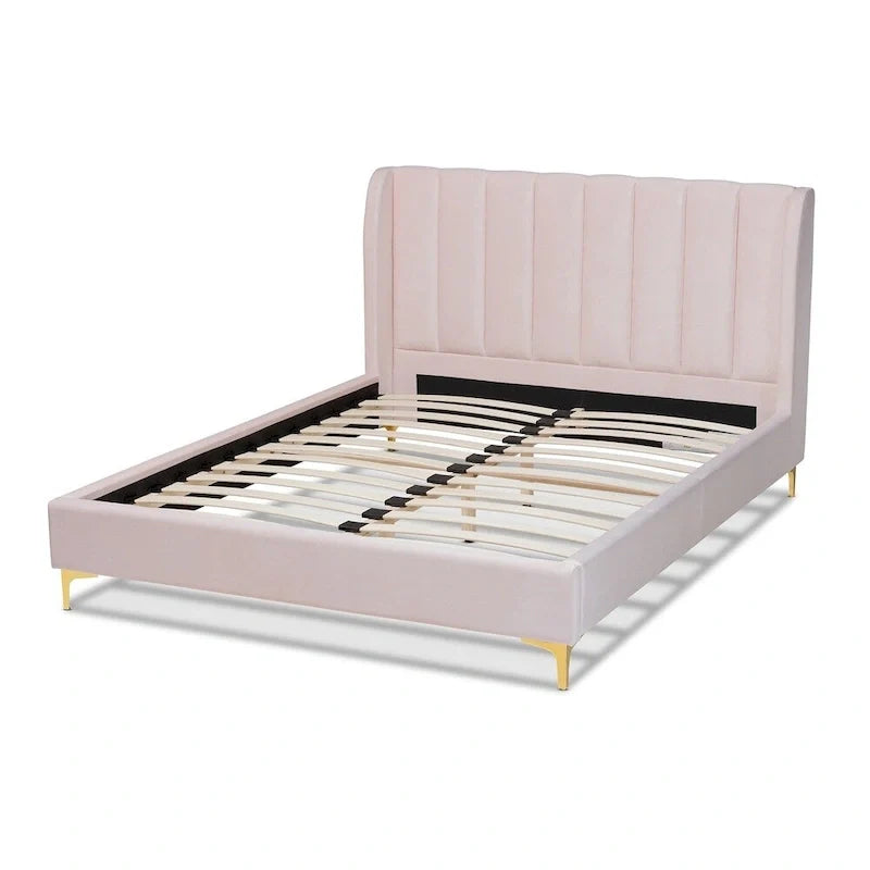 Bruce Glam Velvet Platform Bed in Silver Orchid 10