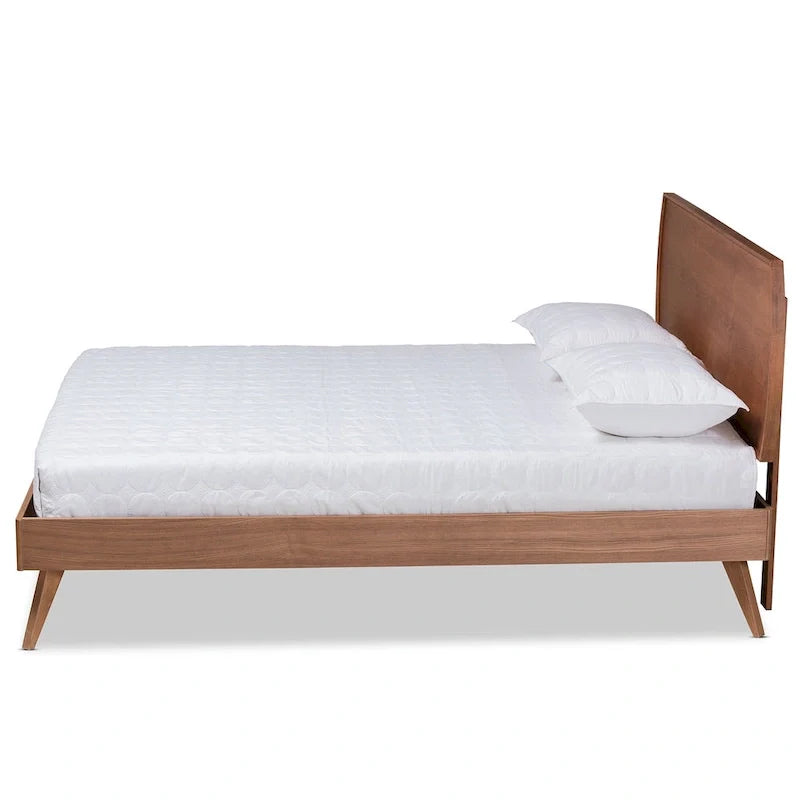 Mid-Century Walnut Brown Wood Platform Bed by Aimi 3
