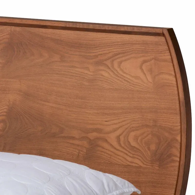 Mid-Century Walnut Brown Wood Platform Bed by Aimi 5