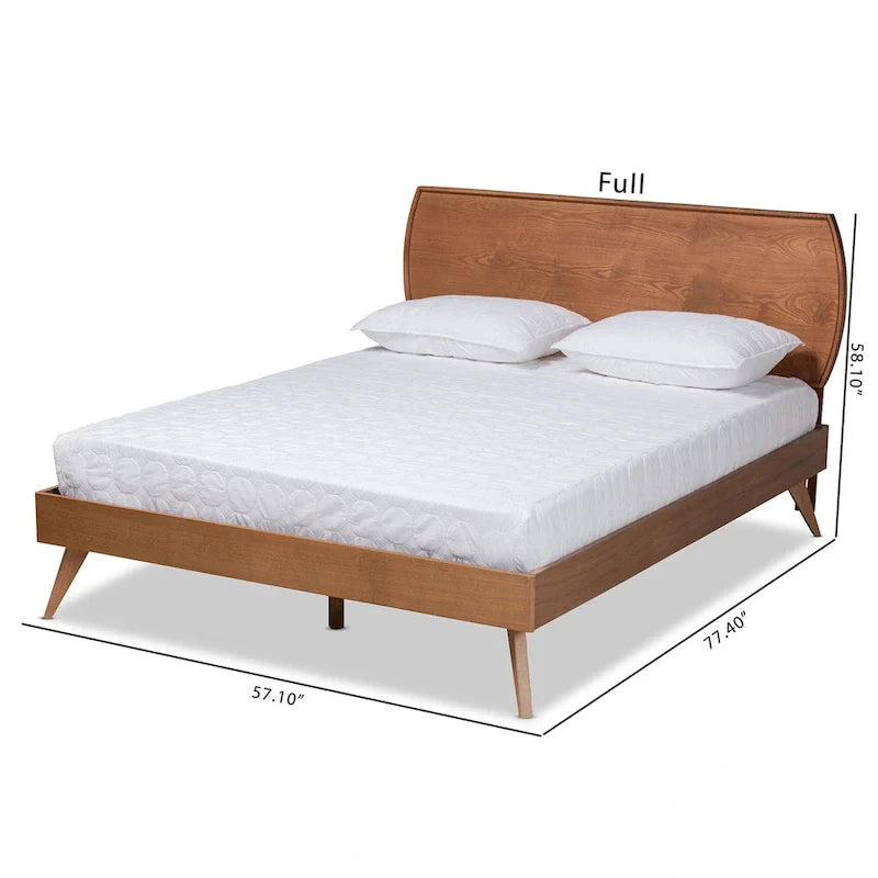 Mid-Century Walnut Brown Wood Platform Bed by Aimi 9