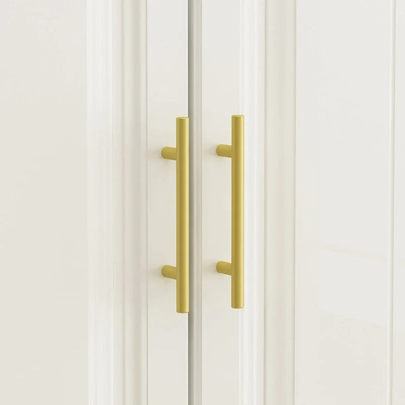 Contemporary White Freestanding Wardrobe Armoire - 93.7" High Storage Cabinet 7