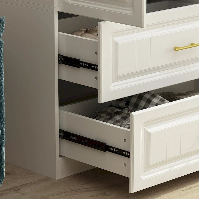 Modern Wardrobe Armoire with Hanging Rod Shelves and Drawers 9