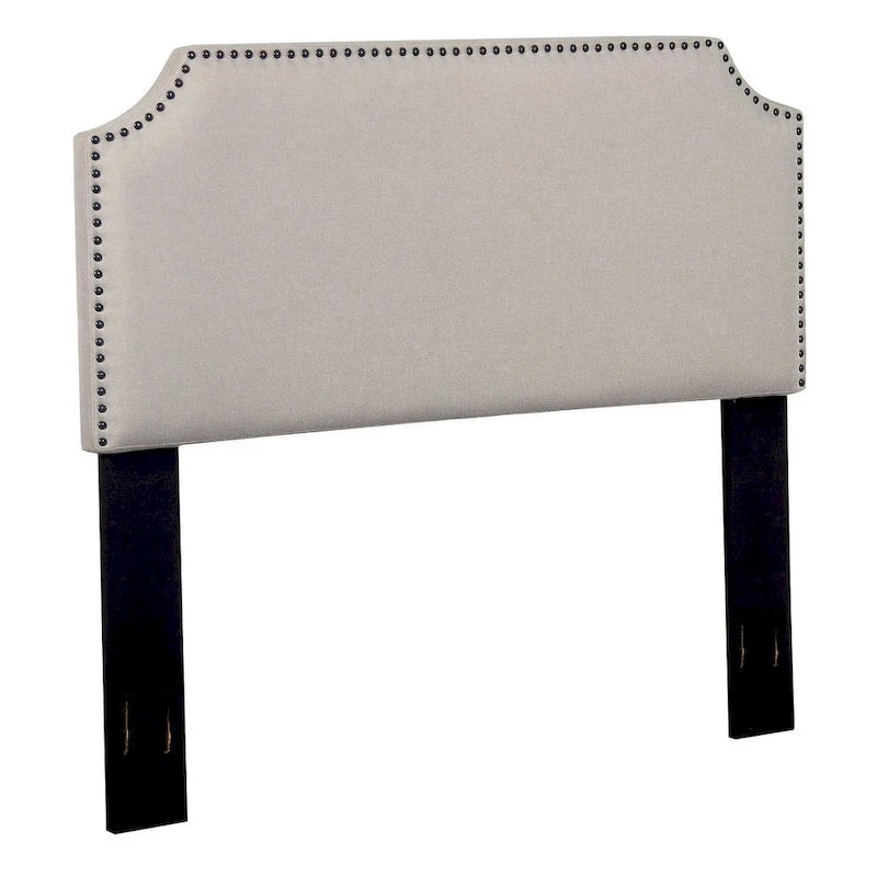 Contemporary Upholstered Fabric Headboard with Nailhead Trim for Full/Queen Beds 2